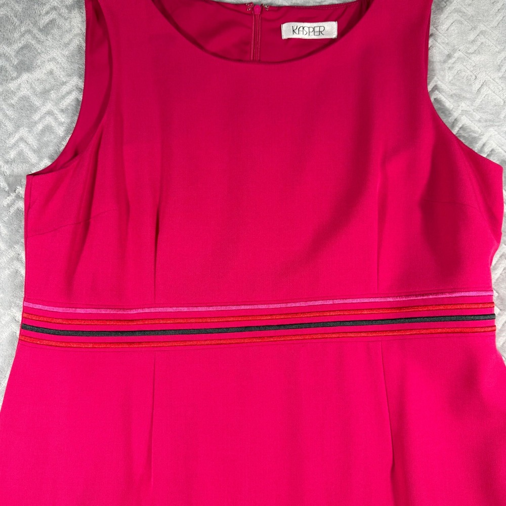 Kasper Sheath Dress Women's 18 20 Pink Sleeveless Ribbon Waist Career *READ - Picture 2 of 7